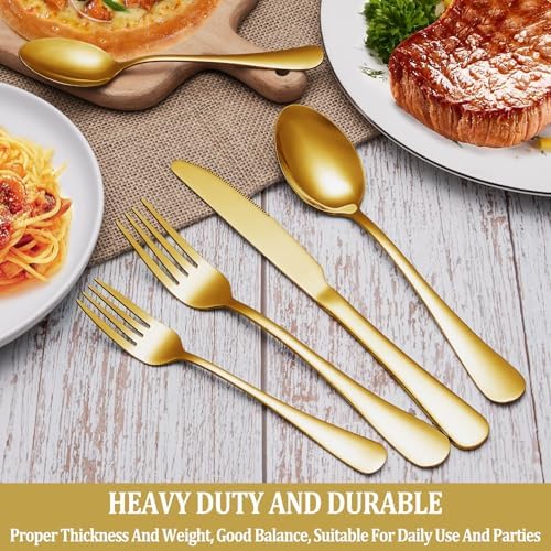 40 Pcs Gold Silverware Set Service