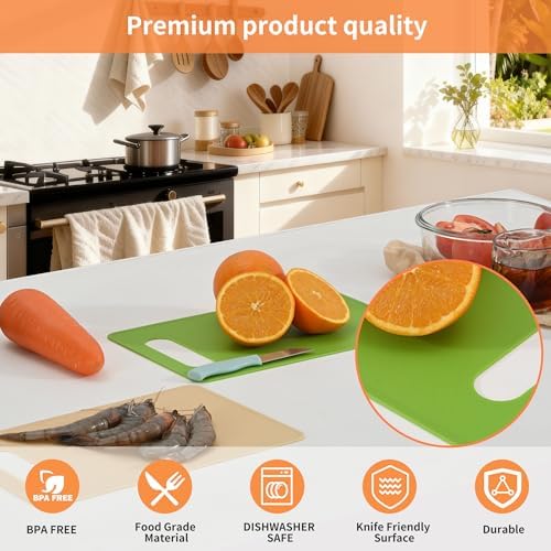 Luckyiren Plastic Cutting Board Set, 6-Piece Kitchen Cutting Mats