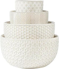 Ceramic Mixing Bowls, Embossed Nesting Bowls Set of 4, Mixing Bowl Set