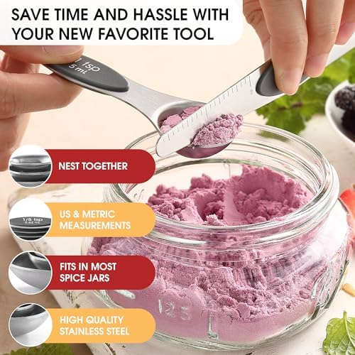 Spring Chef Stainless Steel Magnetic Measuring Spoons Set of 8