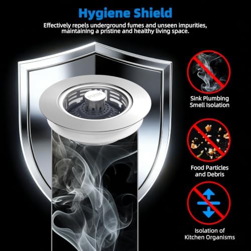Hibbent 2 Pack Metal Kitchen Sink Drain Strainer and Stopper, Transparent