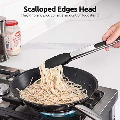 U-Taste Kitchen Tong for Cooking, 600ºF Heat-Resistant Silicone, 12in/Black