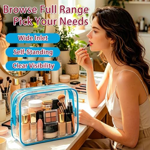 6 Pieces Large Clear Makeup Bags Bulk TSA Approved Toiletry Bag