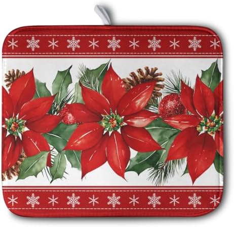 Christmas Poinsettia Dish Drying Mat