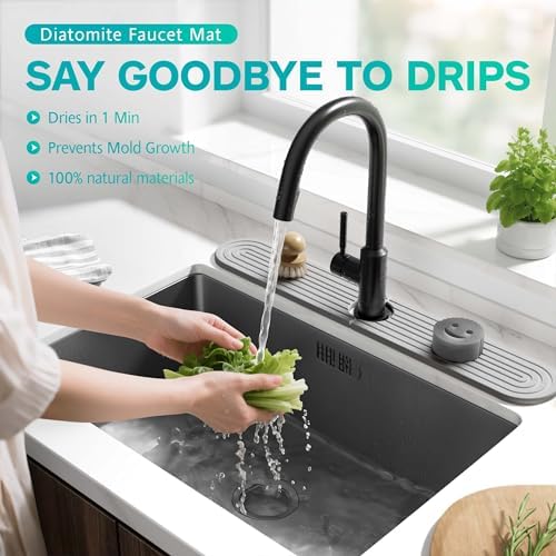 Stone Faucet Mat for Kitchen Sink – Diatomite Fast-Drying Stone Tray, Faucet