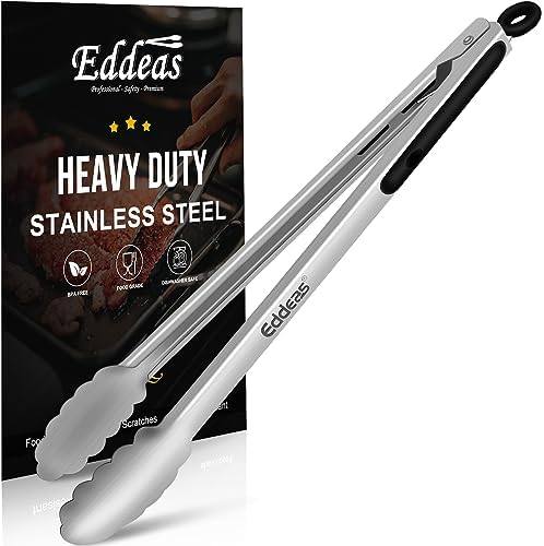 Eddeas Grill Tongs, 17 Inch Extra Long BBQ Tongs, Heat Resistant 600 Degrees