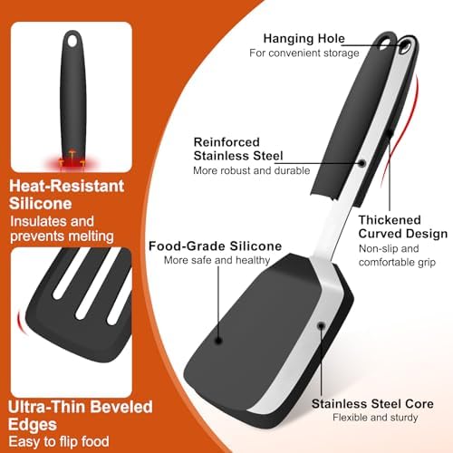 2 Pack Silicone Kitchen Spatula Set, 600°F Heat Resistant