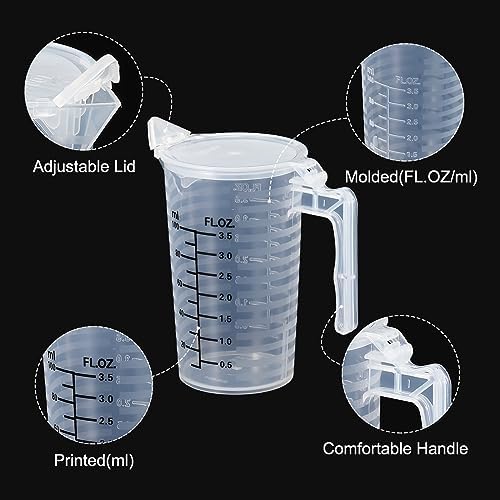 PATIKIL Graduated Beaker, 2 Pack 100ml PP Plastic Liquid Measuring Cup Double