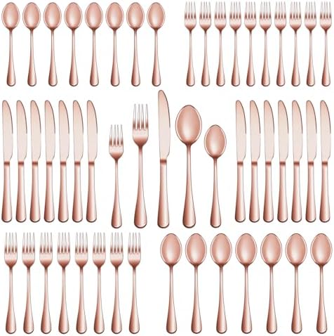 60 Pcs Rose Gold Silverware Set Service