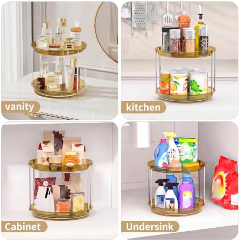 Rotating Makeup Organizer, Perfume Skincare Holder, 2 Tier 9 Inch