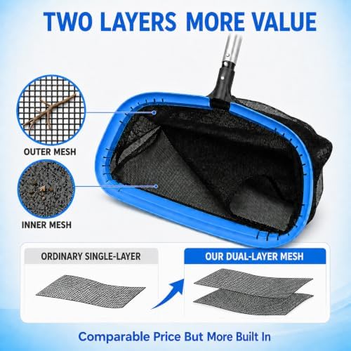 TidyMister Upgraded Full Double Layer Pool Net Rake, 17.5''
