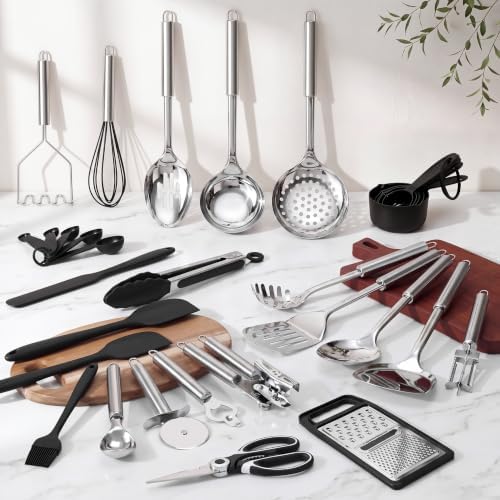 Leonyo 32 Pcs Stainless Steel Kitchen Cooking Utensils Set