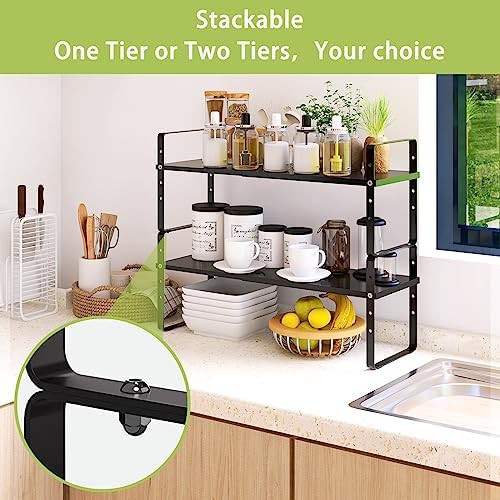 Across-Star Expandable Cabinet Shelf Organizer Rack, Stackable Kitchen Counter