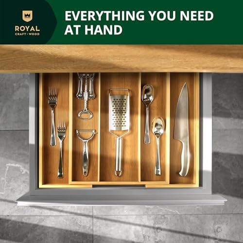ROYAL CRAFT WOOD Luxury Bamboo Kitchen Drawer Organizer