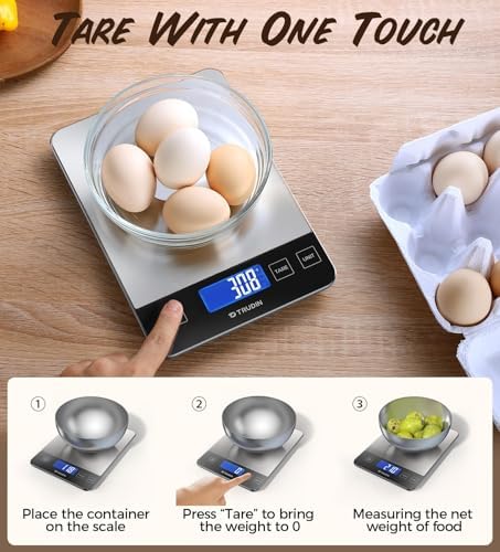 33lb Food Scale, NASA-Grade Digital Kitchen Scale, Precisely Measures Grams and
