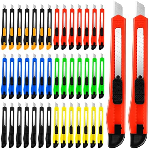 42 Pack Box Cutter Retractable, 9mm Razor Knife, Utility Knife