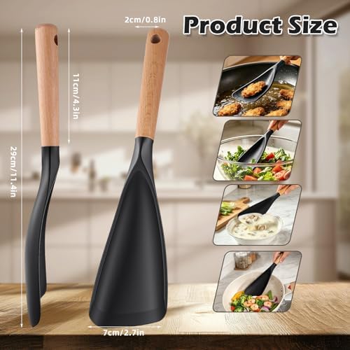 Cooking Spoon for Nonstick Cookwares, Wood Handle Spoon for Stirring
