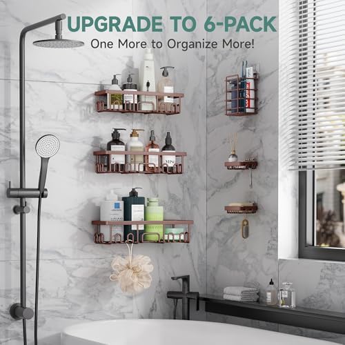 Veken Shower Caddy 6-Pack, No Drilling & Rustproof, Waterproof Adhesive Shelves