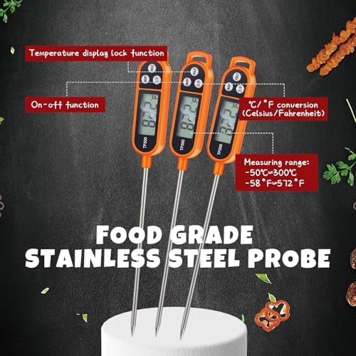 Copkim 6 Pcs Instant Read Meat Thermometer Long Probe