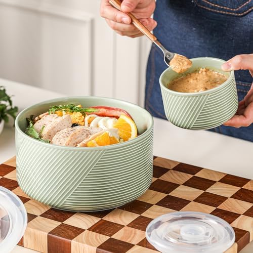 Ceramic Nesting Bowls with Lids