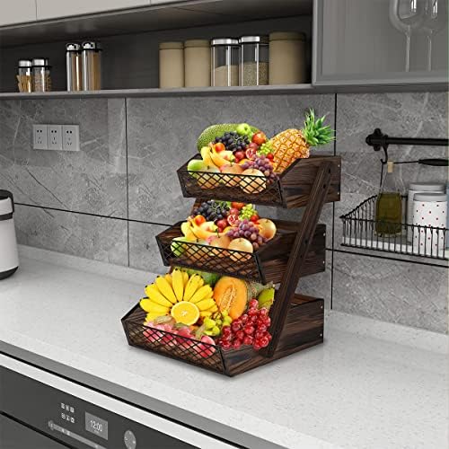 Dorhors Fruit Basket for Kitchen Counter Organizer, Fruit Bowl Stand Storage