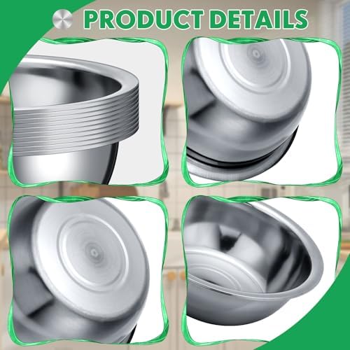 Pinkunn 20 Pcs Stainless Steel Mixing Bowls Bulk, 8.66 x 3 Inch