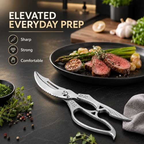 Heavy Duty Poultry Shears, Kitchen Scissors, Spring-Loaded, 10.6 Inch