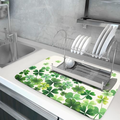 Happy St. Patrick's Day Dish Drying Mat