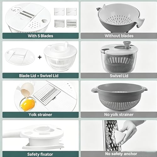 Ceruaxb Salad Spinner Chopper, 5.3 Qt Lettuce Dryer