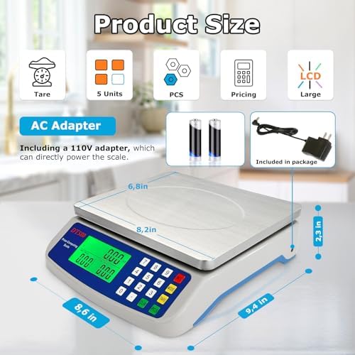 Large Digital Kitchen Scale 40kg/88lb Stainless Steel Price Computing Scale