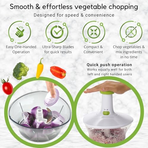 Brieftons Express Manual Food Chopper, 6.8-Cup Hand Pump Vegetable Chopper to