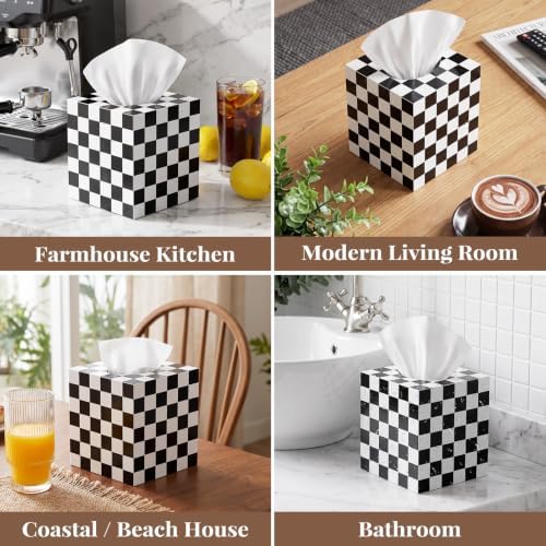 Tissue Box Cover, Classic Checkerboard Pattern