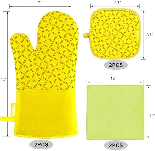 KEGOUU Oven Mitts and Pot Holders 6pcs Set, Kitchen Oven Glove High Heat