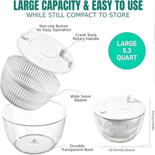 Ceruaxb Salad Spinner Chopper, 5.3 Qt Lettuce Dryer