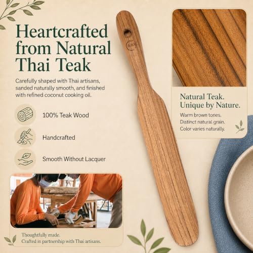 FAAY Teak Wooden Skinny Spurtle Spatula