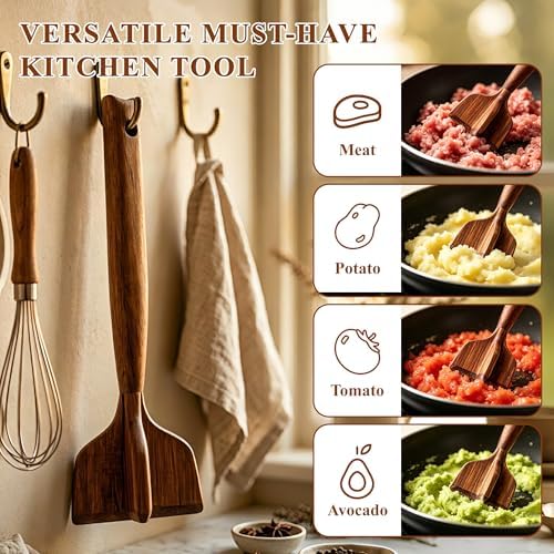 Meat Masher, Teak Wooden Ground Beef Smasher