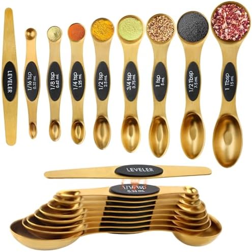 Gold Magnetic Measuring Spoons Set Stainless Steel