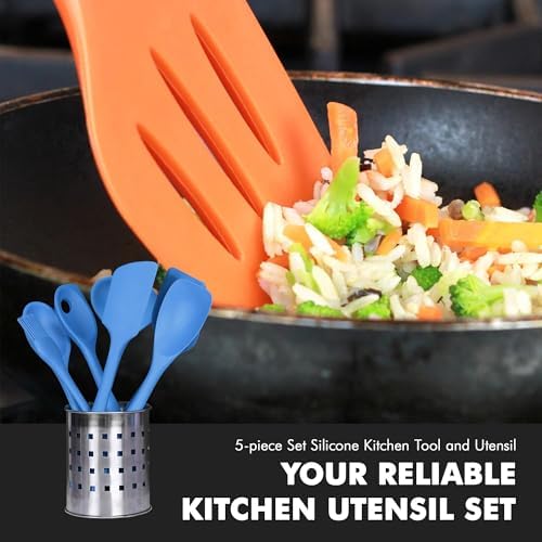 Chef Craft 42075 5 Piece Silicone Kitchen Tool and Utensil Set