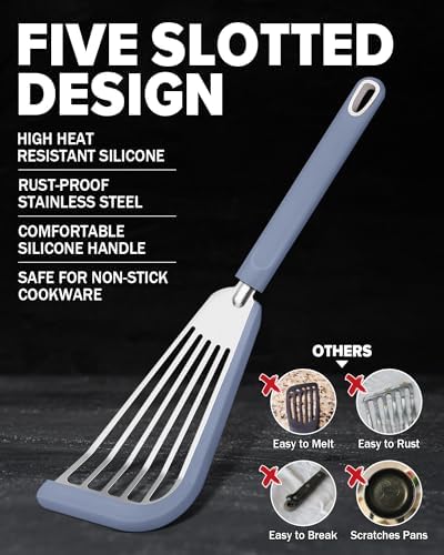 Fish Spatula Turner, Thin Slotted, Stainless Steel