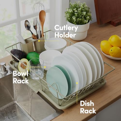Space-Saving 3-Piece Dish Drainer Rack Set: Efficient Kitchen Organizer