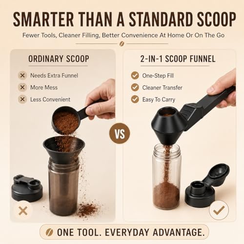 2-In-1 Measuring Spoon, Coffee Scoop Funnel Combo