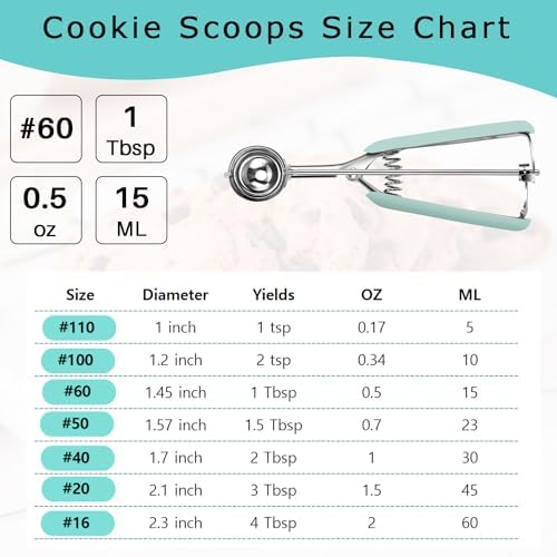 HOMURE H Small Cookie Scoop 1 Tbsp, Size #60 Cookie Dough Scoop, 1 Tablespoon