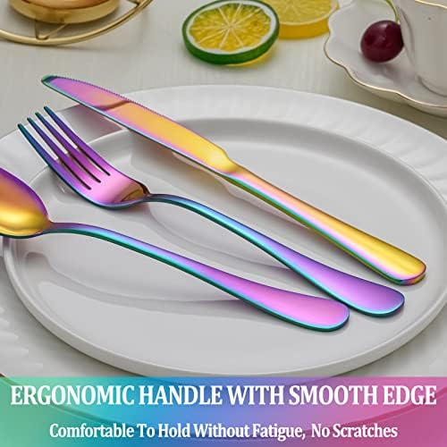 60 Pcs Rainbow Silverware Set Service