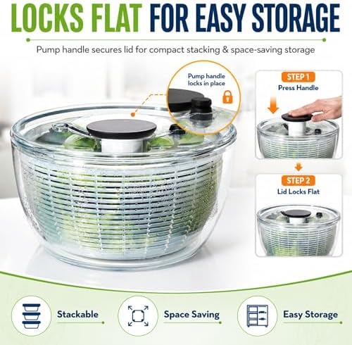 Good Grips Salad Spinner 6.3 Qt – Large Lettuce Spinner & Salad Cleaner