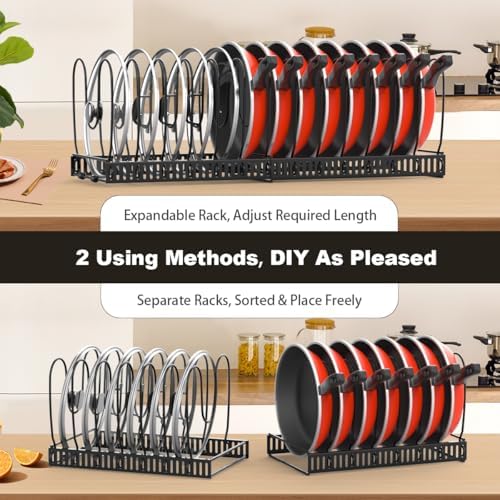 Housolution Pot and Pan Lid Organizer Holder Storage Rack