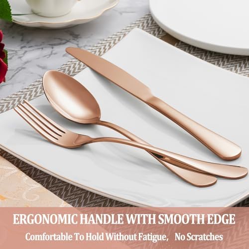 60 Pcs Rose Gold Silverware Set Service