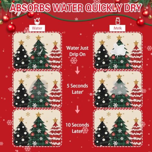 Christmas Dish Drying Mat Kitchen Countertop, Super Absorbent Coffee Bar Mat