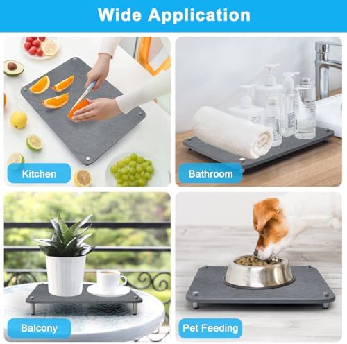 3Pcs Nesting Stone Drying Mat for Kitchen Counter, Quick Drying Stone Dish