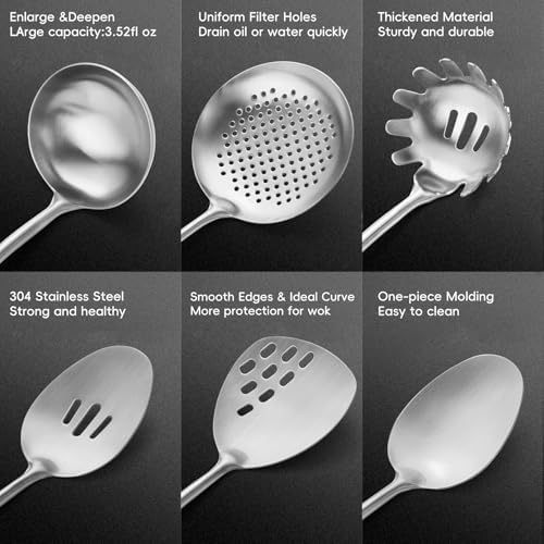 Izurok 18/10 Stainless Steel Kitchen Utensils Set, 6 Piece Cooking Utensils