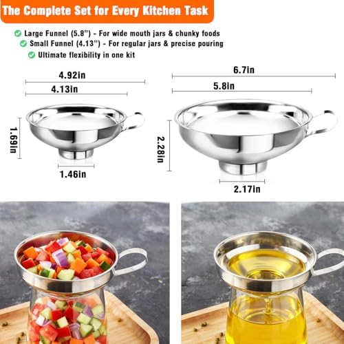 2-Pack Canning Funnels, Wide Mouth & Regular Mouth Kitchen Funnels